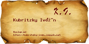 Kubritzky Iván névjegykártya